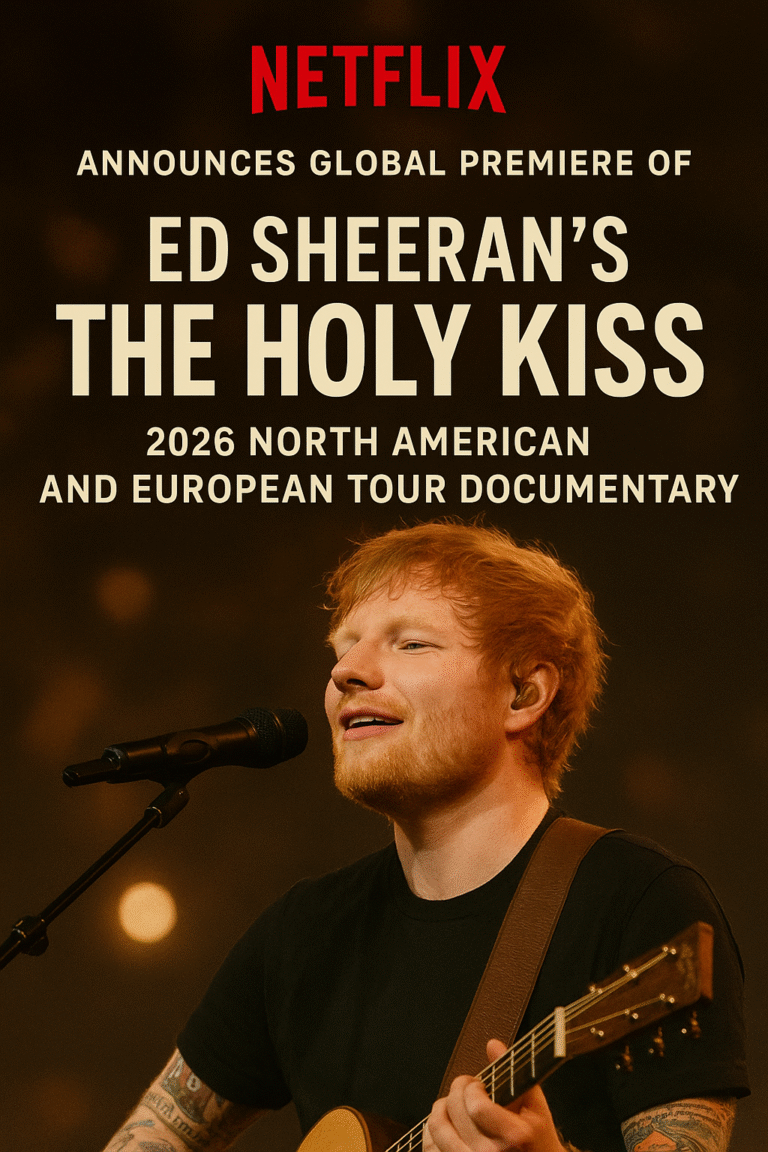 Netflix Announces Global Premiere of Ed Sheeran’s 2026 North American and European Tour Documentary “The Holy Kiss”