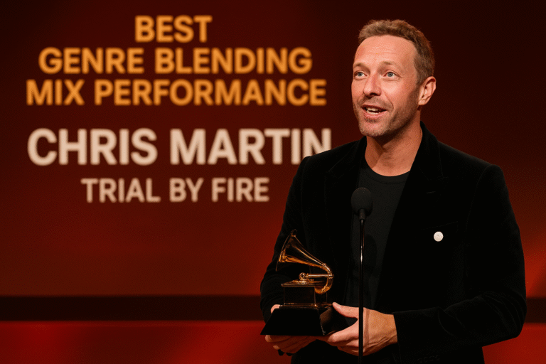 Chris Martin Officially Wins Best Genre Blending Mix Performance at the 2025 Grammy Awards for His New Song “Trial by Fire”