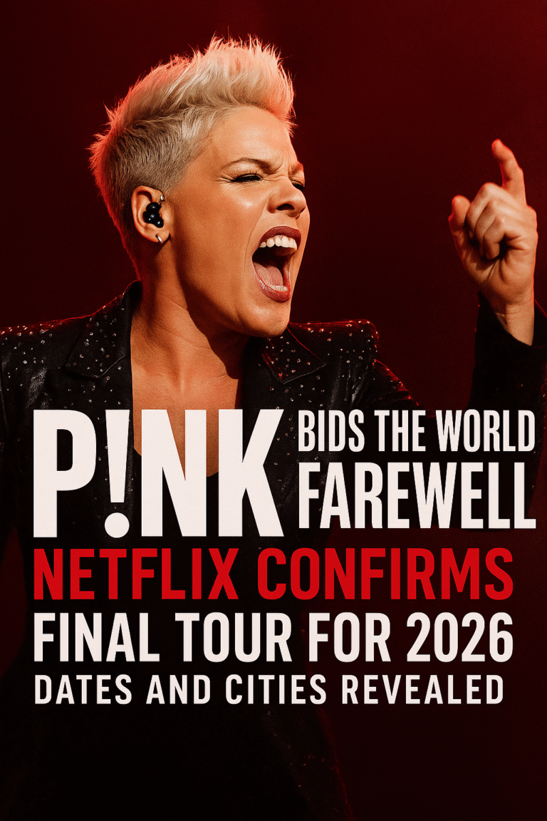 P!NK (Alecia Moore) Bids the World Farewell: Netflix Confirms Final Tour for 2026 — Dates and Cities Revealed