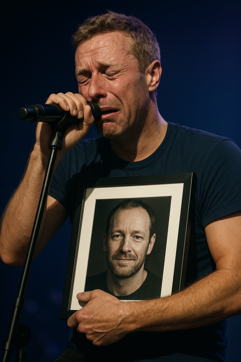Chris Martin Breaks Down Singing Farewell to His Best Friend — John Murray May Finishes the Song as Martin Collapses in Tears Holding John Murphy’s Portrait
