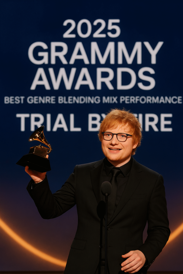 Ed Sheeran Officially Wins Best Genre Blending Mix Performance at the 2025 Grammy Awards for His New Song “Trial by Fire”